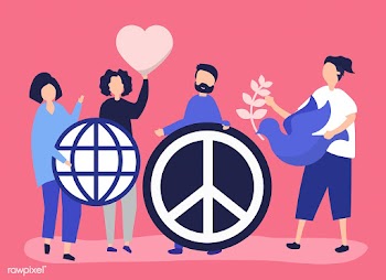Characters of people holding peace icon illus.. | Free stock vector - 480471