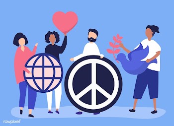 Characters of people holding peace icon illus.. | Free stock vector - 480489