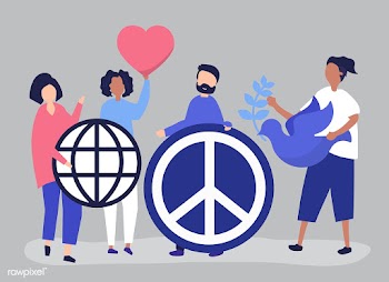 Characters of people holding peace icon illus.. | Free stock vector - 480495