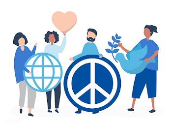 Characters of people holding peace icon illus.. | Free stock vector - 480540