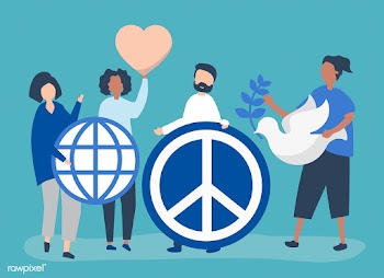 Characters of people holding peace icon illus.. | Free stock vector - 480576