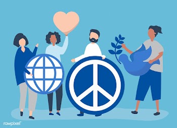 Characters of people holding peace icon illus.. | Free stock vector - 480599
