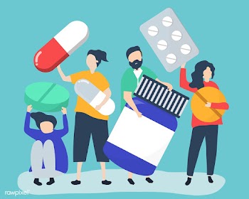 Characters of people holding pharmaceutical i.. | Free stock vector - 480707