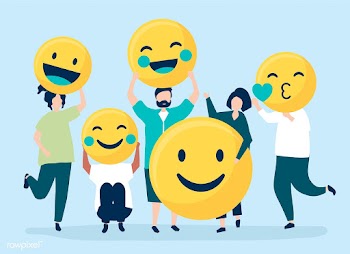 Characters of people holding positive emotico.. | Free stock vector - 454617