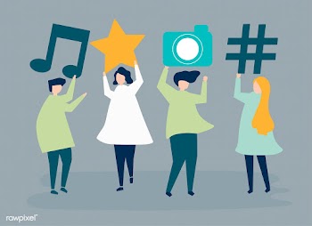 Characters of people holding social media ico.. | Free stock vector - 455433