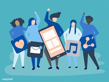 Characters of people holding social networkin.. | Free stock vector - 455758