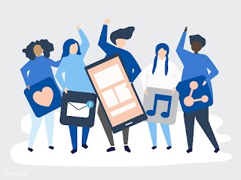 Characters of people holding social networkin.. | Free stock vector - 455763