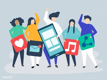 Characters of people holding social networkin.. | Free stock vector - 455765