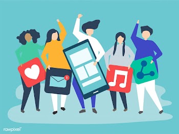 Characters of people holding social networkin.. | Free stock vector - 455767