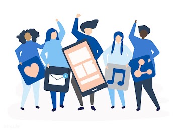 Characters of people holding social networkin.. | Free stock vector - 455776