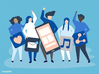 Characters of people holding social networkin.. | Free stock vector - 455781