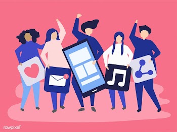 Characters of people holding social networkin.. | Free stock vector - 455792