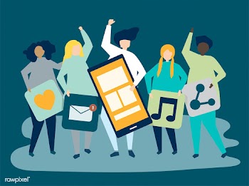 Characters of people holding social networkin.. | Free stock vector - 455793