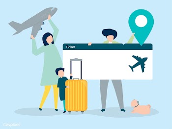 Characters of people holding travel icons ill.. | Free stock vector - 454366