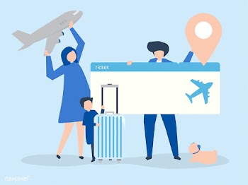 Characters of people holding travel icons ill.. | Free stock vector - 454367