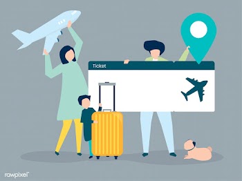 Characters of people holding travel icons ill.. | Free stock vector - 454369
