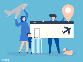 Characters of people holding travel icons ill.. | Free stock vector - 454376