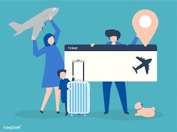 Characters of people holding travel icons ill.. | Free stock vector - 454380