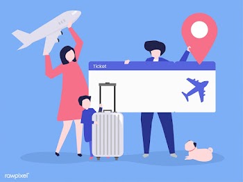 Characters of people holding travel icons ill.. | Free stock vector - 454392