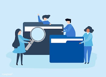 Characters of people searching through files | Free stock vector - 478463