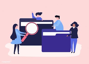 Characters of people searching through files | Free stock vector - 481021