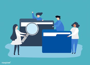 Characters of people searching through files | Free stock vector - 481057