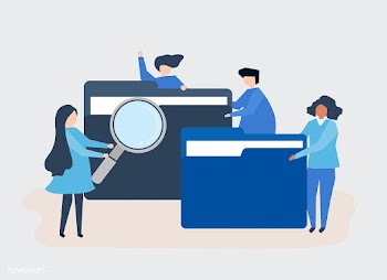 Characters of people searching through files | Free stock vector - 481059