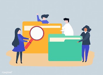 Characters of people searching through files | Free stock vector - 481084