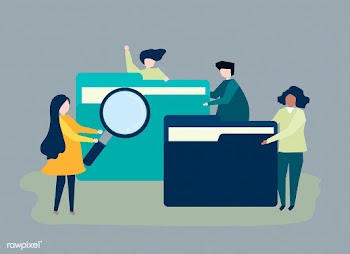 Characters of people searching through files | Free stock vector - 481086