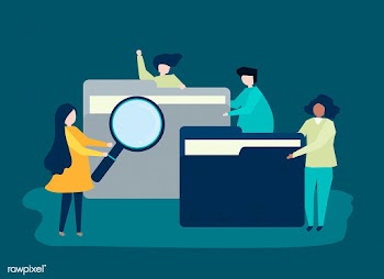 Characters of people searching through files | Free stock vector - 481088