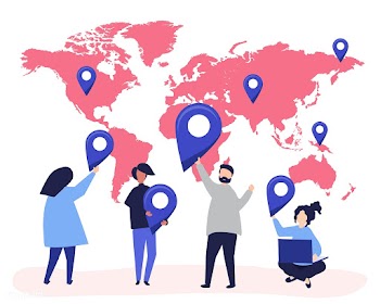 Characters of people with map and GPS marker .. | Free stock vector - 454538