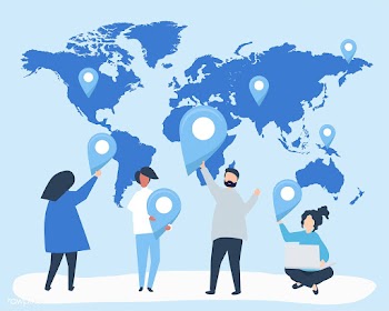 Characters of people with map and GPS marker .. | Free stock vector - 454580