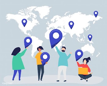 Characters of people with map and GPS marker .. | Free stock vector - 454584