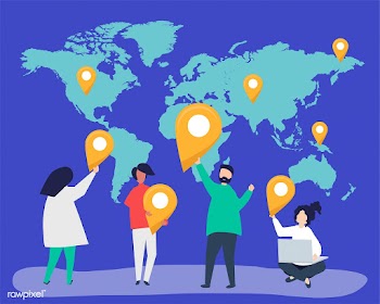 Characters of people with map and GPS marker .. | Free stock vector - 454601