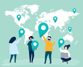 Characters of people with map and GPS marker .. | Free stock vector - 454725