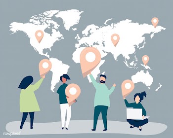 Characters of people with map and GPS marker .. | Free stock vector - 454770