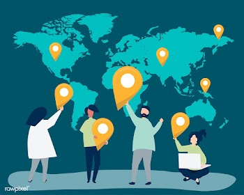 Characters of people with map and GPS marker .. | Free stock vector - 454791