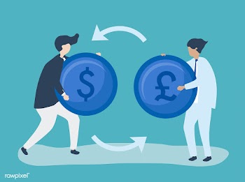 Characters of two businessmen exchanging curr.. | Free stock vector - 455097