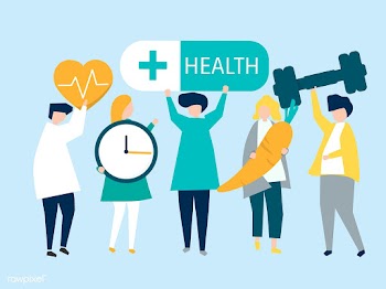 Charactes of people holding health icons illu.. | Free stock vector - 454483