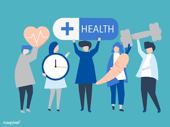 Charactes of people holding health icons illu.. | Free stock vector - 454494