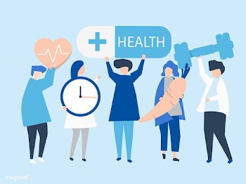 Charactes of people holding health icons illu.. | Free stock vector - 454497