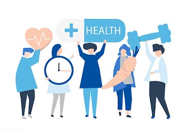Charactes of people holding health icons illu.. | Free stock vector - 454499