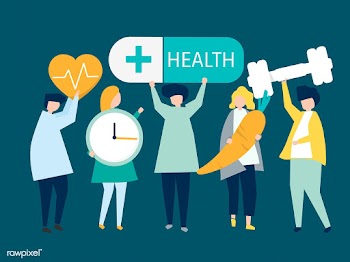 Charactes of people holding health icons illu.. | Free stock vector - 454501