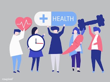 Charactes of people holding health icons illu.. | Free stock vector - 454503