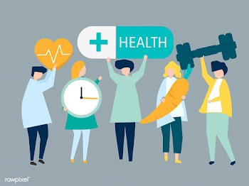 Charactes of people holding health icons illu.. | Free stock vector - 454505