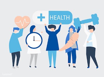 Charactes of people holding health icons illu.. | Free stock vector - 454519