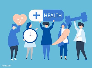 Charactes of people holding health icons illu.. | Free stock vector - 454525
