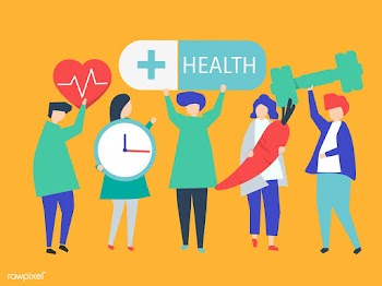 Charactes of people holding health icons illu.. | Free stock vector - 454529