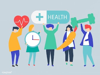 Charactes of people holding health icons illu.. | Free stock vector - 454531
