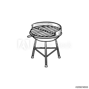 Charcoal grill hand drawn outline doodle icon